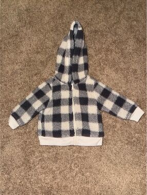 Carter's Baby 0-3 Months Black and White Checkered Hooded Zip-Up Jacket